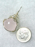 Rose Quartz Ball Sphere Marble Pendant Wire Wrapped .925 Sterling Silver