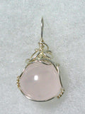 Rose Quartz Ball Sphere Marble Pendant Wire Wrapped .925 Sterling Silver - Jemel