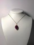Faceted Ruby Crystal Pendant Wire Wrapped 14/20 Gold Filled display - Jemel