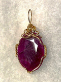 Faceted Ruby Crystal Pendant Wire Wrapped 14/20 Gold Filled- Jemel