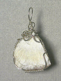 Raw Scolecite Crystal Pendant Wire Wrapped .925 Sterling Silver - Jemel