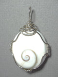 Eye of Shiva Shell Pendant Wire Wrapped .925 Sterling Silver - Jemel