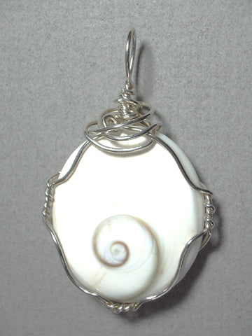 Eye of Shiva Shell Pendant Wire Wrapped .925 Sterling Silver - Jemel