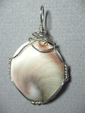 Eye of Shiva Shell Pendant Wire Wrapped .925 Sterling Silver
