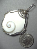Eye of Shiva Shell Pendant Wire Wrapped .925 Sterling Silver