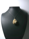 Raw Stilbite Crystal Pendant Wire Wrapped .925 Sterling Silver display - Jemel