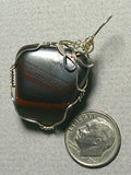 Tiger Iron Pendant Wire Wrapped .925 Sterling Silver