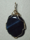 Blue Tiger's-Eye Stone Pendant Wire Wrapped 14/20 Gold Filled