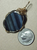 Blue Tiger's-Eye Stone Pendant Wire Wrapped 14/20 Gold Filled