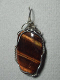 Red Tiger's-Eye Pendant Wire Wrapped .925 Sterling Silver