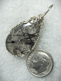 Tourmalinated Quartz Cabochon Pendant Wire Wrapped .925 Sterling Silver