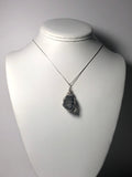 Faceted Tourmalinated Quartz Cabochon Pendant Wire Wrapped .925 Sterling Silver display - Jemel
