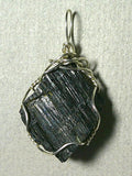 Black Tourmaline Crystal Pendant Wire Wrapped .925 Sterling Silver