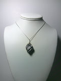Black Tourmaline Crystal Pendant Wire Wrapped .925 Sterling Silver display- Jemel
