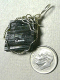 Black Tourmaline Crystal Pendant Wire Wrapped .925 Sterling Silver