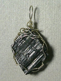 Black Tourmaline Crystal Pendant Wire Wrapped .925 Sterling Silver - Jemel