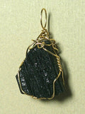 Black Tourmaline Crystal Pendant Wire Wrapped 14/20 Gold Filled