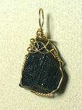 Black Tourmaline Crystal Pendant Wire Wrapped 14/20 Gold Filled - Jemel