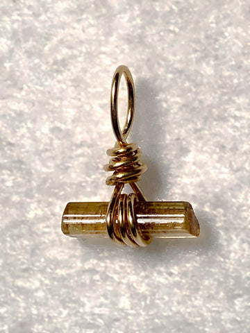 Champagne Tourmaline Crystal Pendant Wire Wrapped 14/20 Gold filled - Jemel