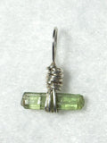 Green Tourmaline Crystal Pendant Wire Wrapped .925 Sterling Silver