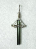 Green Tourmaline Crystal Pendant Wire Wrapped .925 Sterling Silver