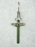 Green Tourmaline Crystal Pendant Wire Wrapped .925 Sterling Silver