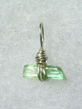 Green Tourmaline Crystal Pendant Wire Wrapped .925 Sterling Silver