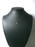 Green Tourmaline Crystal Pendant Wire Wrapped .925 Sterling Silver display - Jemel