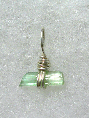 Green Tourmaline Crystal Pendant Wire Wrapped .925 Sterling Silver - Jemel