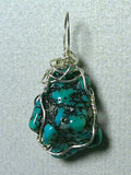 Turquoise Nugget Pendant Wire Wrapped .925 Sterling Silver - Jemel