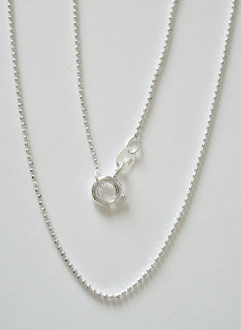 Sterling Silver Faceted Bead Chain 30" - 1mm - Jemel