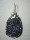 Black Mangano Agate Pendant Wire Wrapped .925 Sterling Silver