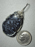 Black Mangano Agate Pendant Wire Wrapped .925 Sterling Silver