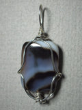 Black Lace Agate Bead Pendant Wire Wrapped .925 Sterling Silver - Jemel