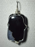 Black Lace Agate Bead Pendant Wire Wrapped .925 Sterling Silver