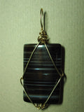 Banded Agate Bead Pendant Wire Wrapped 14/20 Gold-Filled - Jemel