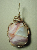 Pink Botswana Agate Stone Pendant Wire Wrapped 14/20 Gold Filled - Jemel