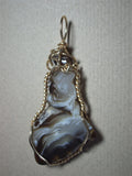 Brown Lace Agate Pendant Wire Wrapped 14/20 Gold Filled