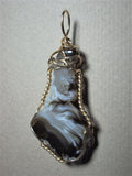 Agate, Brown Lace Pendant Wire Wrapped 14/20 Gold Filled - Jemel