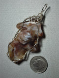 Brown Lace Agate Pendant Wire Wrapped .925 Sterling Silver