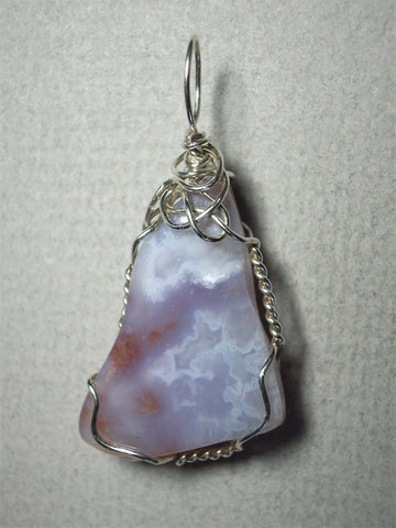 Bright Cloud Agate Pendant Wire Wrapped .925 Sterling Silver - Jemel