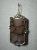 Dragon Vein Agate Bead Pendant Wire Wrapped .925 Sterling Silver - Jemel