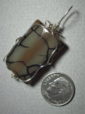 Dragon Vein Agate Bead Pendant Wire Wrapped .925 Sterling Silver - Jemel