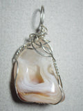 Lace Agate Pendant Wire Wrapped .925 Sterling Silver - Jemel
