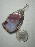 Red Cloud Agate Pendant Wire Wrapped .925 Sterling Silver