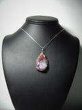 Red Cloud Agate Pendant Wire Wrapped .925 Sterling Silver display - Jemel