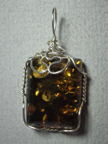 Baltic Amber Pendant Wire Wrapped .925 Sterling Silver - Jemel