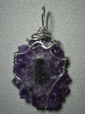 Amethyst Crystal Sun Pendant Wire Wrapped .925 Sterling Silver