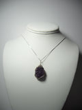 Amethyst Crystal Cluster Pendant Wire Wrapped .925 Sterling Silver display - Jemel