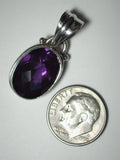 Amethyst Cushion Faceted Oval in .925 Sterling Silver Bezel Pendant